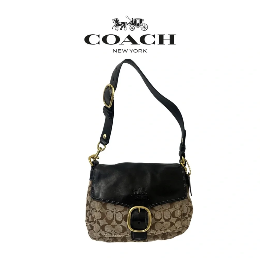 🖤 Y2K Authentic Coach Soho Signature Buckle Flap Shoulder Bag - Picture 1 of 16